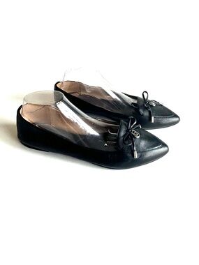 Michael Kors Black Genuine Leather Almond Toe Rubber Outsole Flats size 11